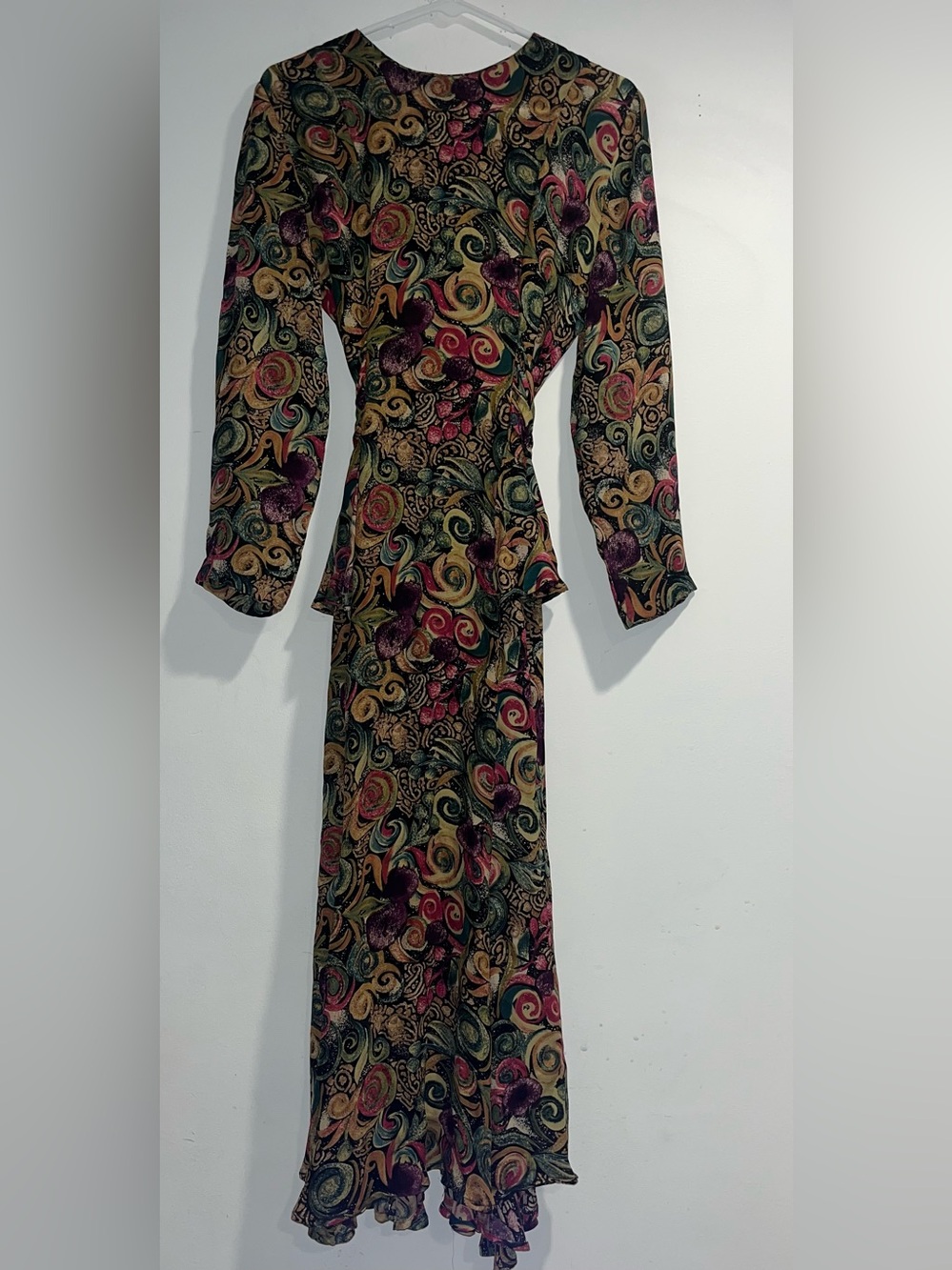 CAROLE LITTLE VTG Long sleeve peplum dress Wearable art